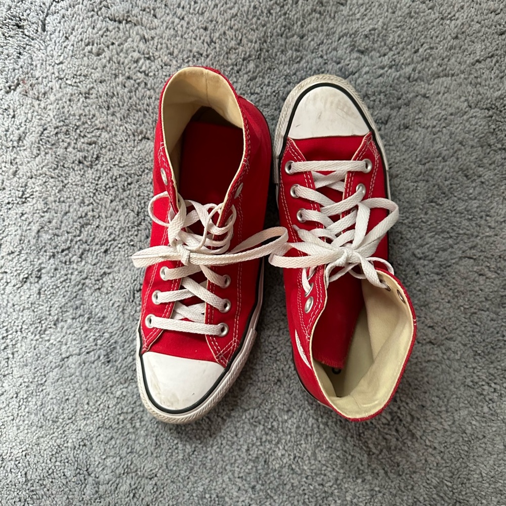 Red women’s high top converse size 8.5